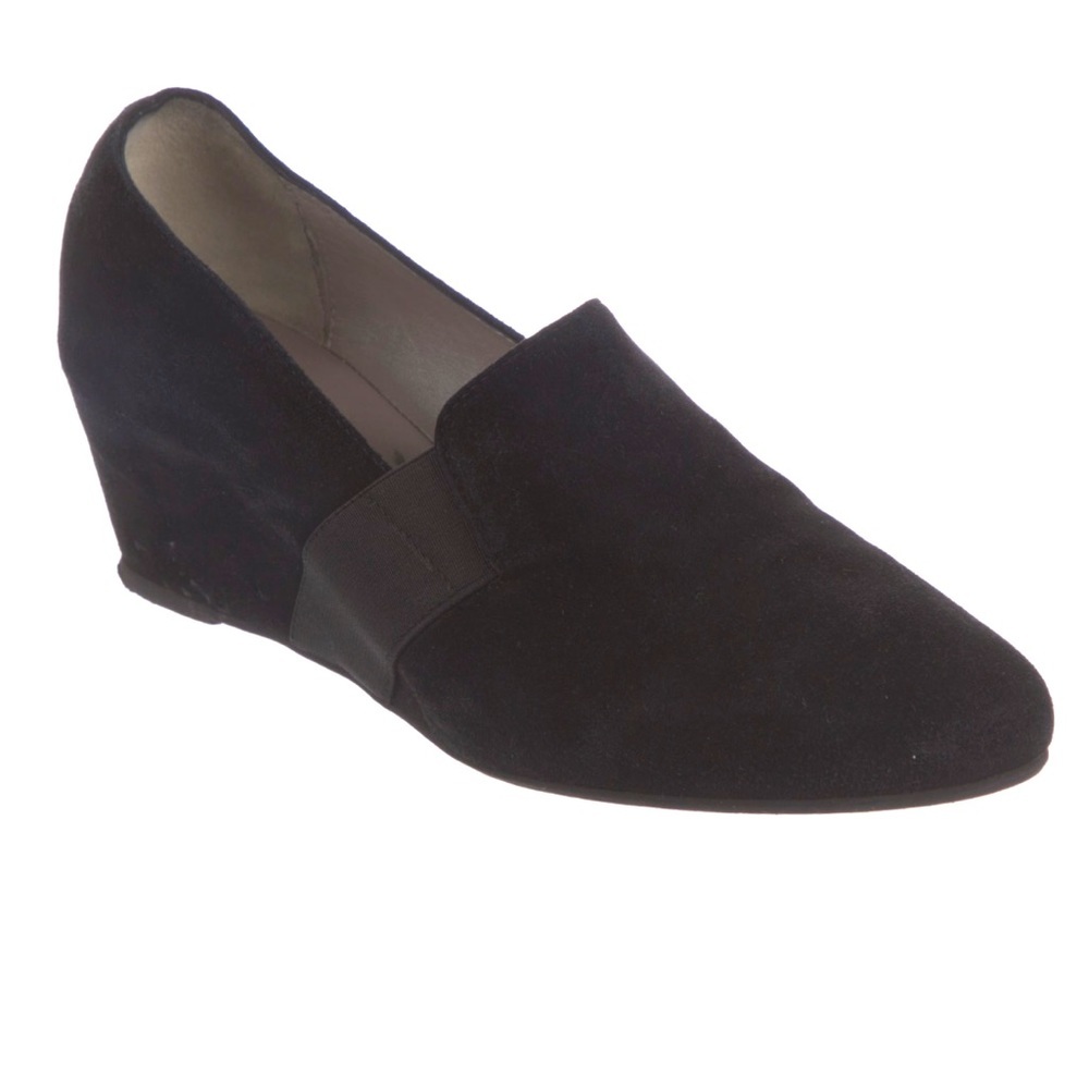 Aquatalia Suede Wedge Almond Toe Comfort Shoes Pumps Hidden Platform Leather 6.5